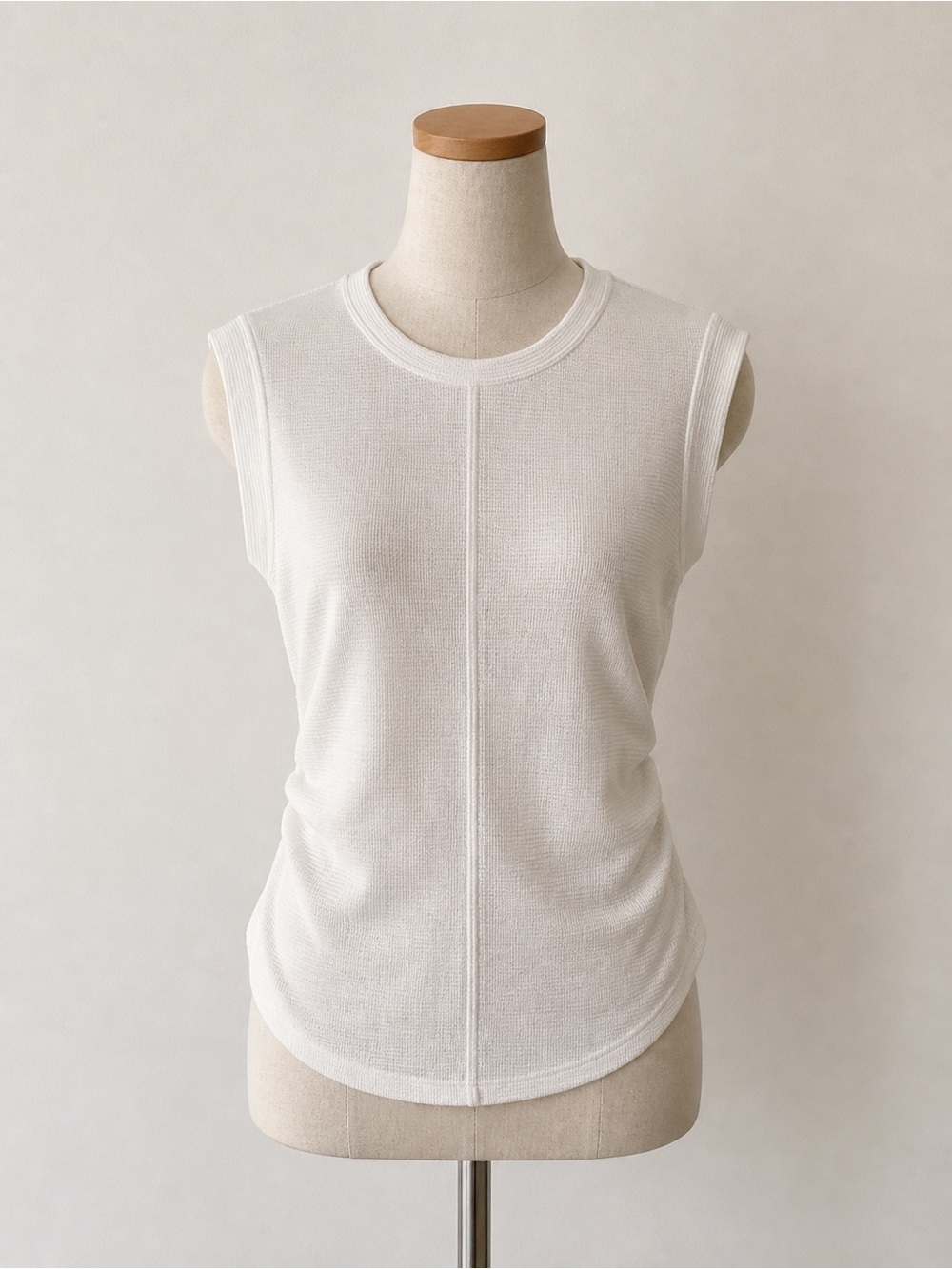 Harlow White Waffle Side Cinch Tank